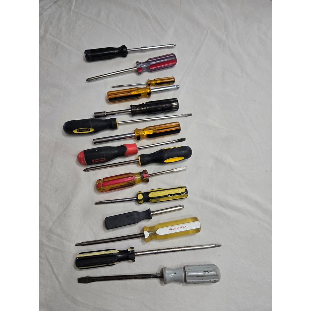Mixed Screwdriver Lot 13pc Stanley Husky Flathead Phillips Nut Driver USA Made